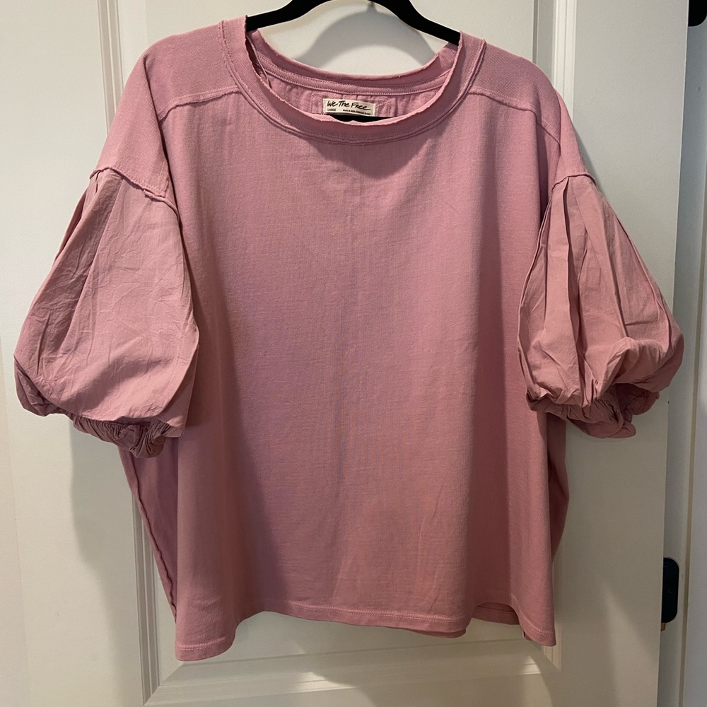 Anthropologie Dusty Rose Puff-Sleeve Top